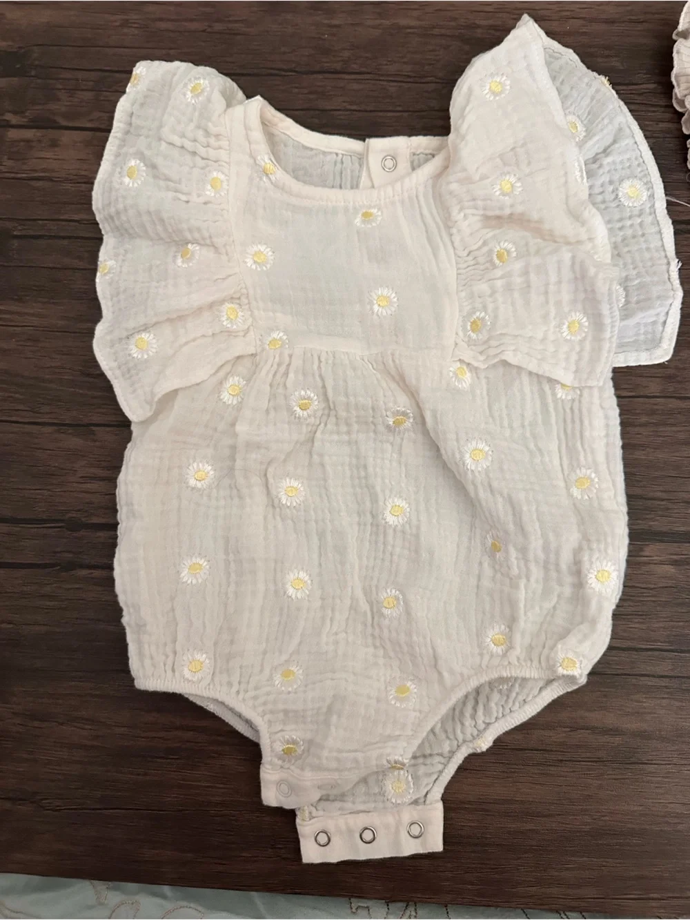 Cat & Jack Cream Daisy Romper and Striped Two-Piece Set